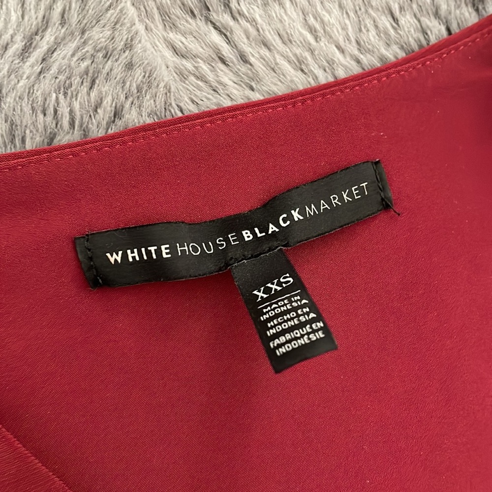 White House Black Market Burgundy Wrap Long-Sleeve Top - Picture 5 of 8
